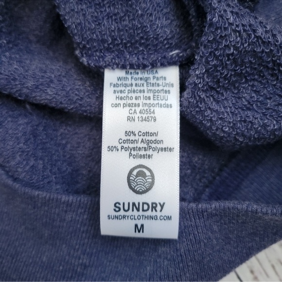 NEW Anthropologie Sundry Chill Out Crewneck Sweatshirt navy blue NWT MSRP $128 - Picture 8 of 9